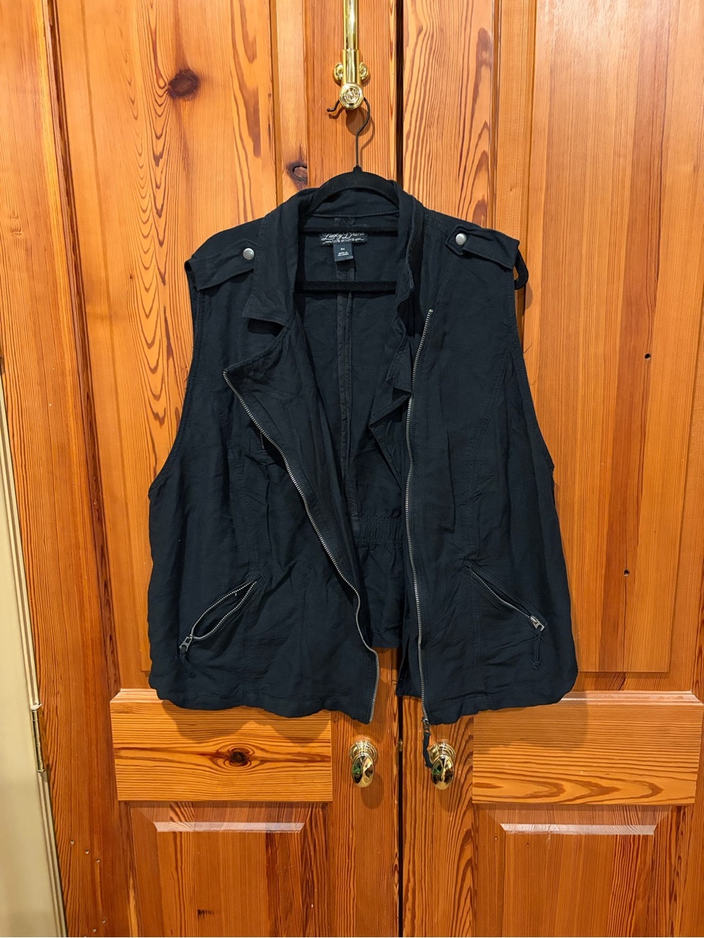 Lucky Brand Black Sleeveless Moto Vest